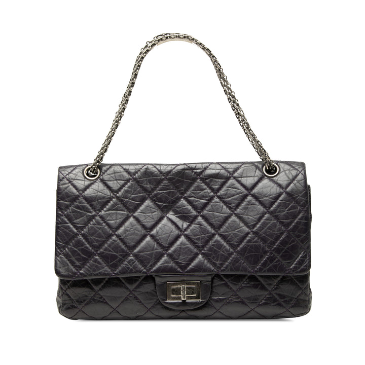 Matelassé vieilli Reissue 2.55 Double rabat 227 Cuir de veau Violet