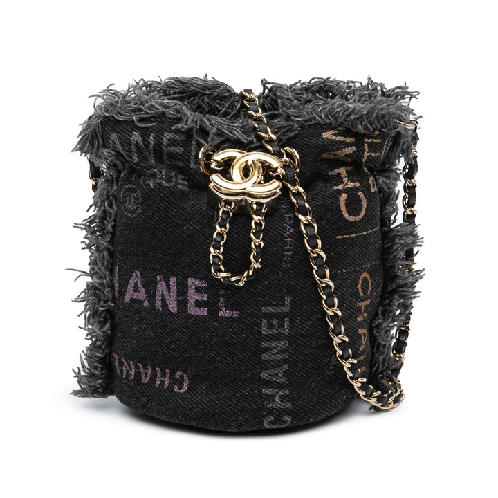 Mini Denim Mood Bucket with Chain Gray - Gaby Paris
