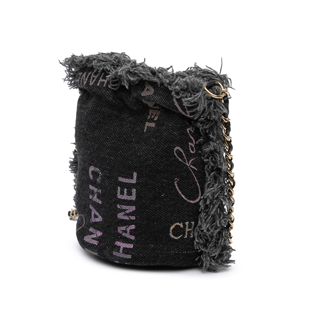 Mini Denim Mood Bucket with Chain Gray - Gaby Paris
