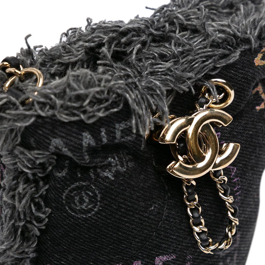 Mini Denim Mood Bucket with Chain Gray - Gaby Paris