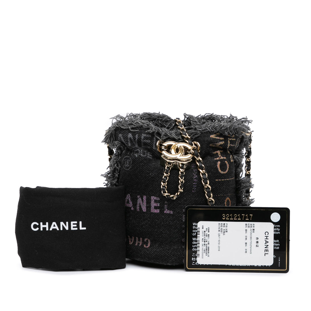 Mini Denim Mood Bucket with Chain Gray - Gaby Paris