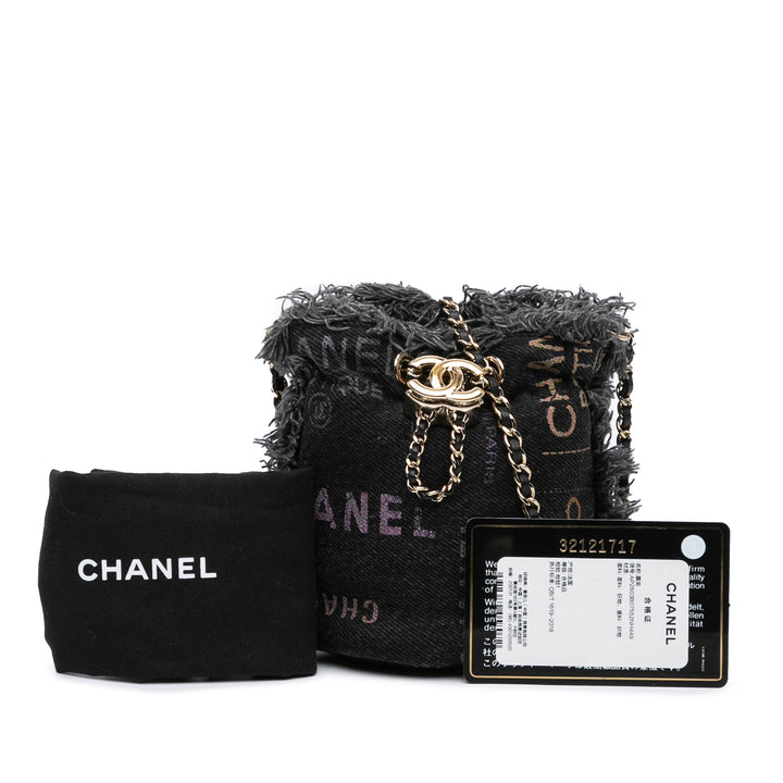 Mini Denim Mood Bucket with Chain Gray - Gaby Paris