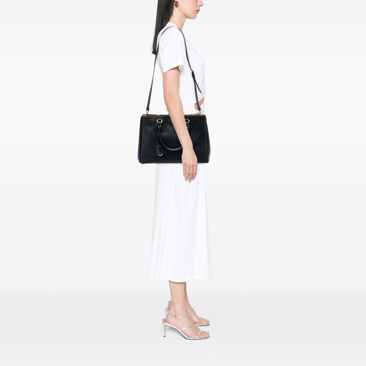 Prada Sac à main Lux Galleria Double Zippé Saffiano Grand Noir – vue 5 – GABY PARIS