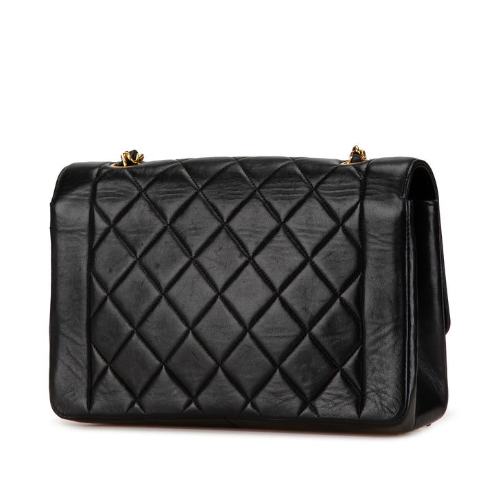 Medium Lambskin Diana Flap Black - Gaby Paris