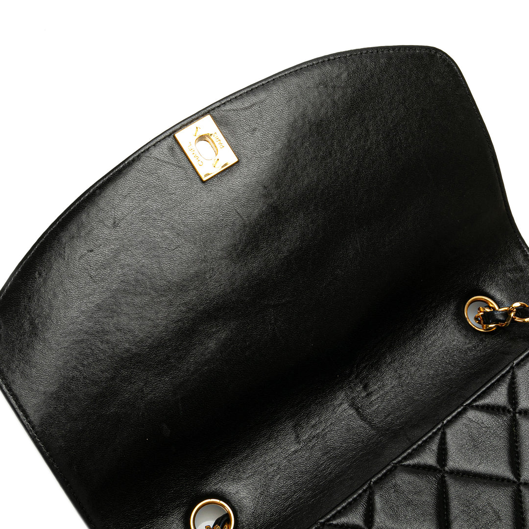 Medium Lambskin Diana Flap Black - Gaby Paris