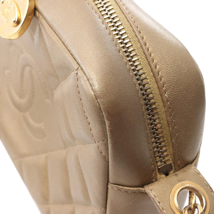 CC Quilted Lambskin Camera Crossbody Gold - Gaby Paris