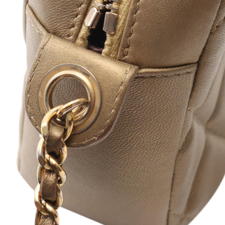 CC Quilted Lambskin Camera Crossbody Gold - Gaby Paris