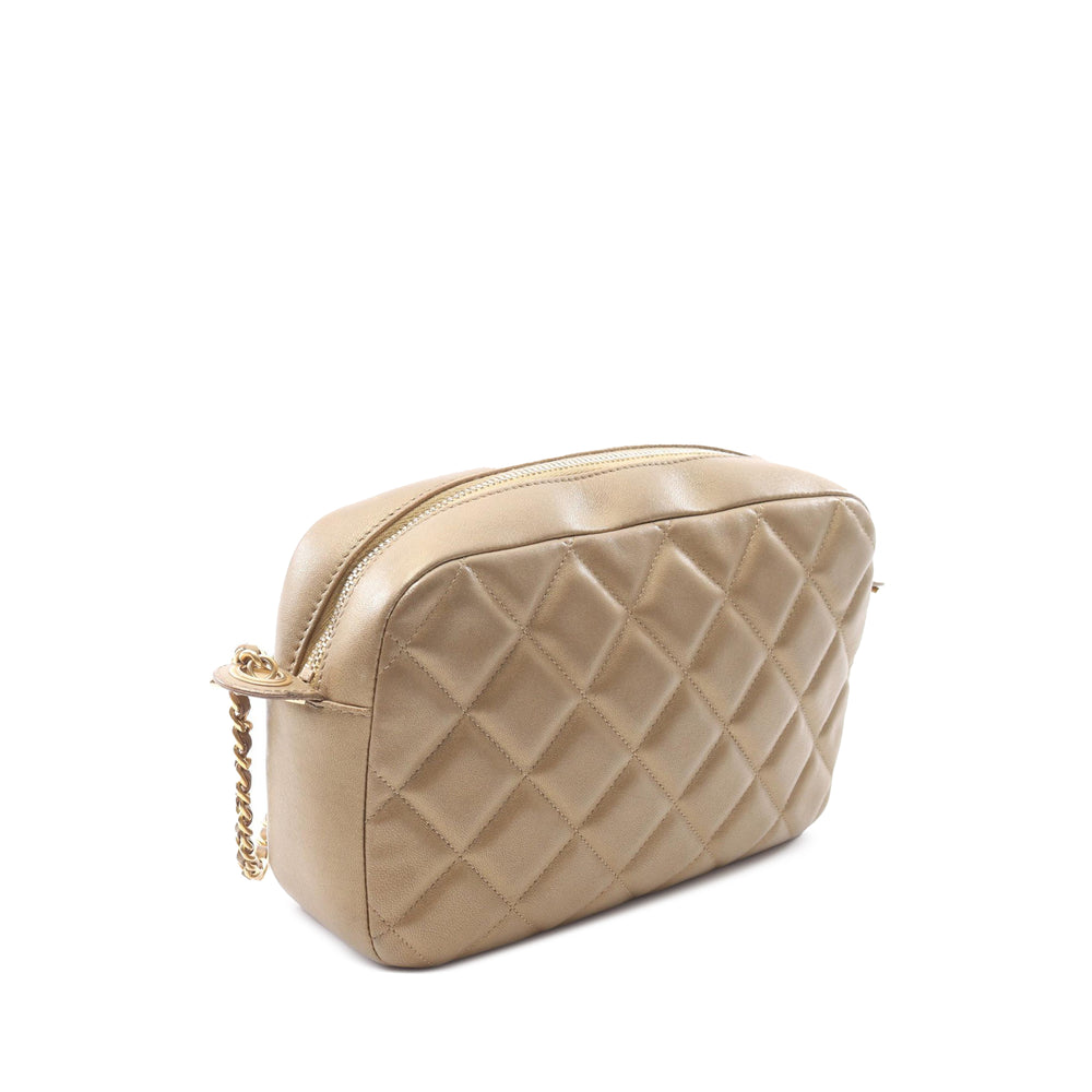 CC Quilted Lambskin Camera Crossbody Gold - Gaby Paris