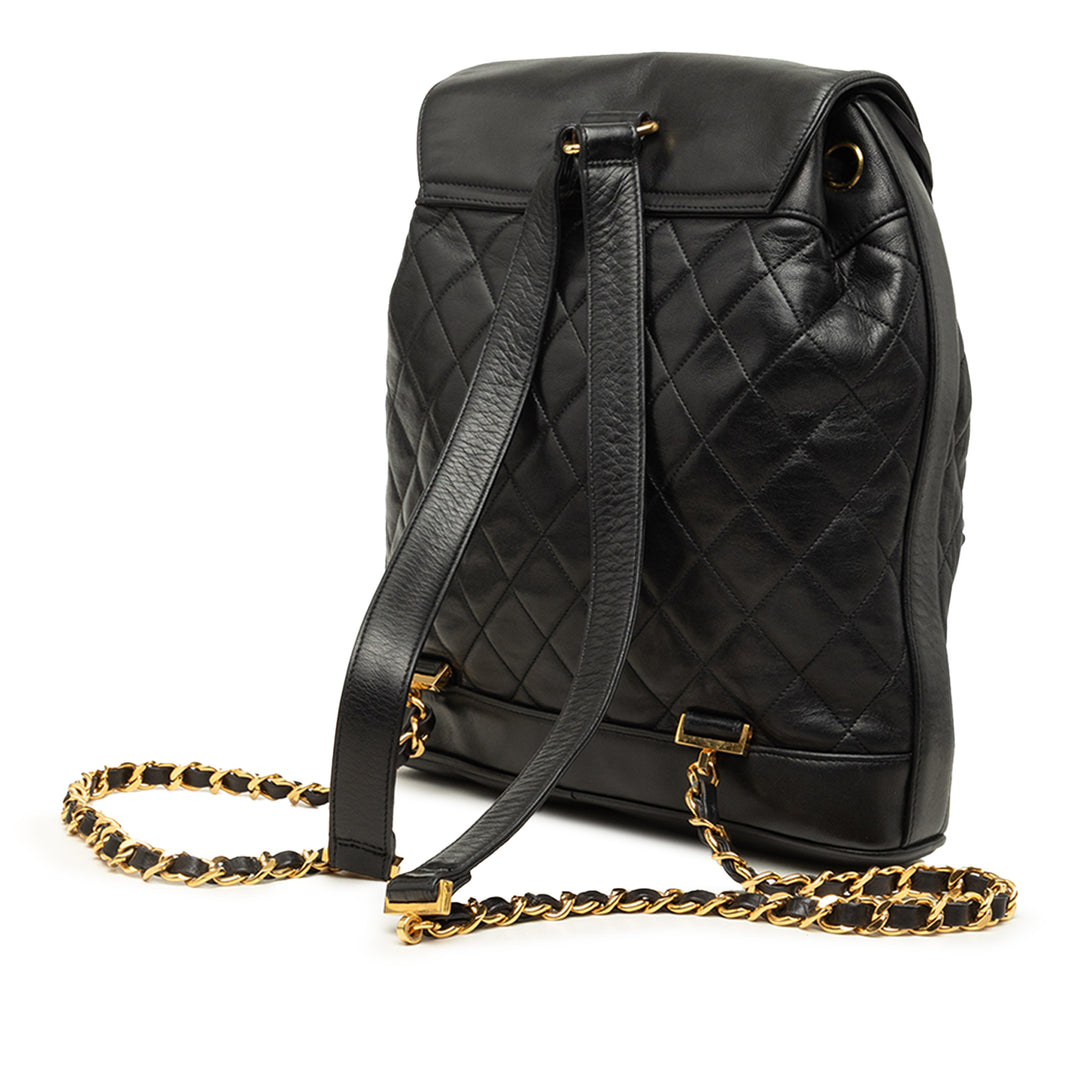 Chanel CC Matelassé Sac à dos à cordon Grand Cuir d'agneau Noir – vue 2 – GABY PARIS