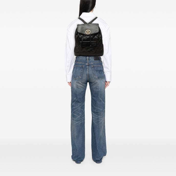 Chanel CC Matelassé Sac à dos à cordon Grand Cuir d'agneau Noir – vue 6 – GABY PARIS