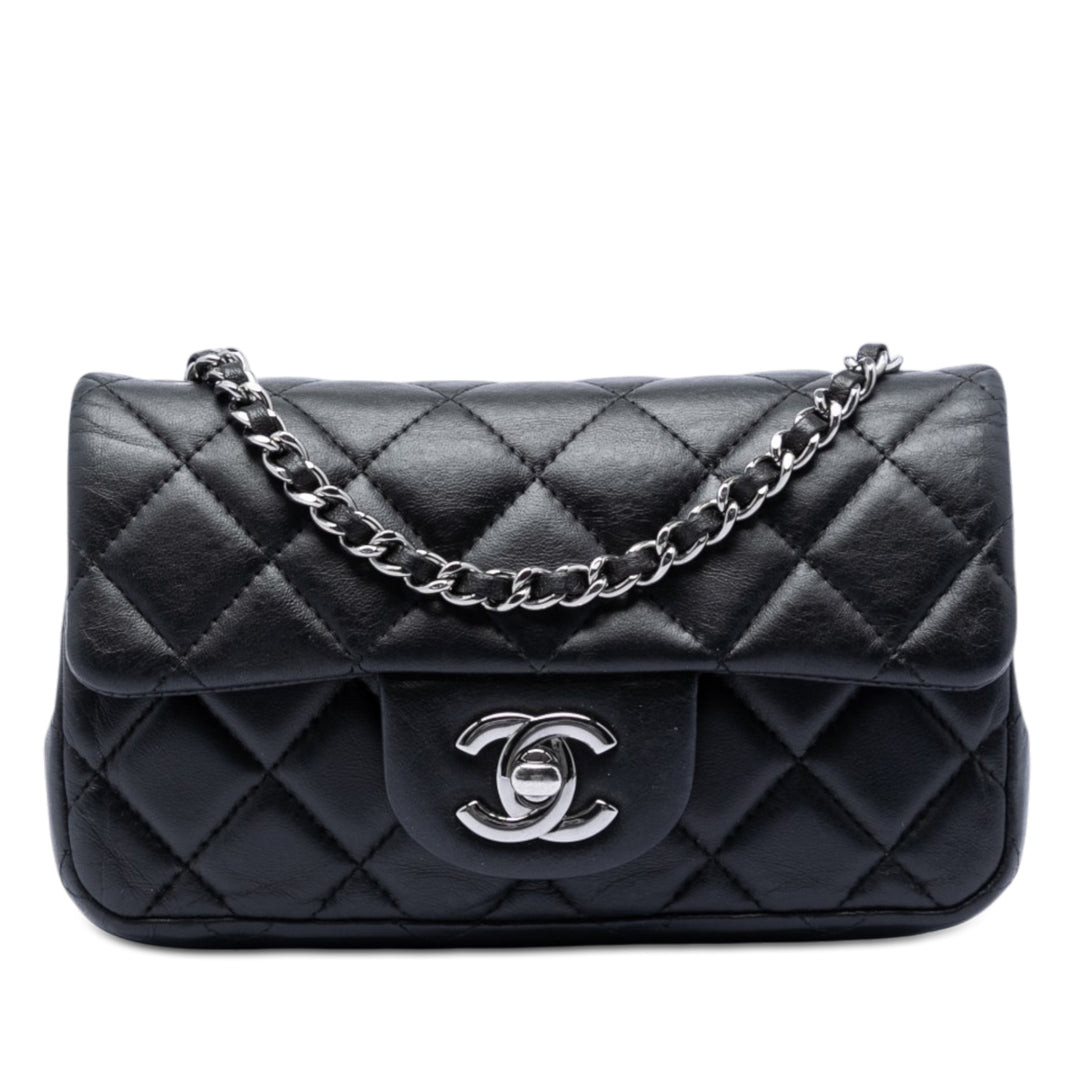 Chanel Extra Mini Rectangular Matelassé Cuir d'agneau à rabat