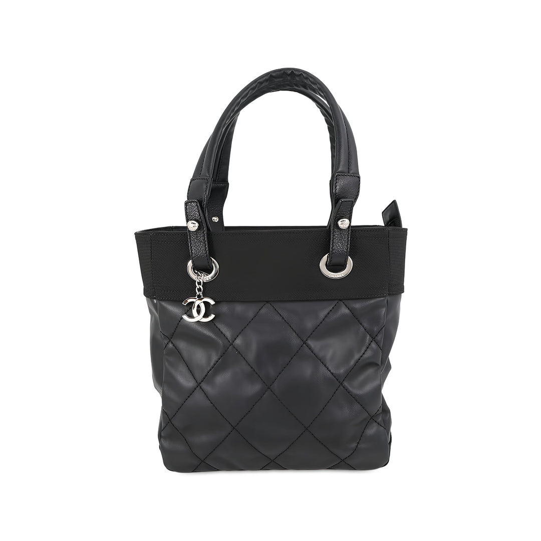 Chanel Matelassé Paris Biarritz Cabas Petit Toile enduite Noir – vue principale – GABY PARIS