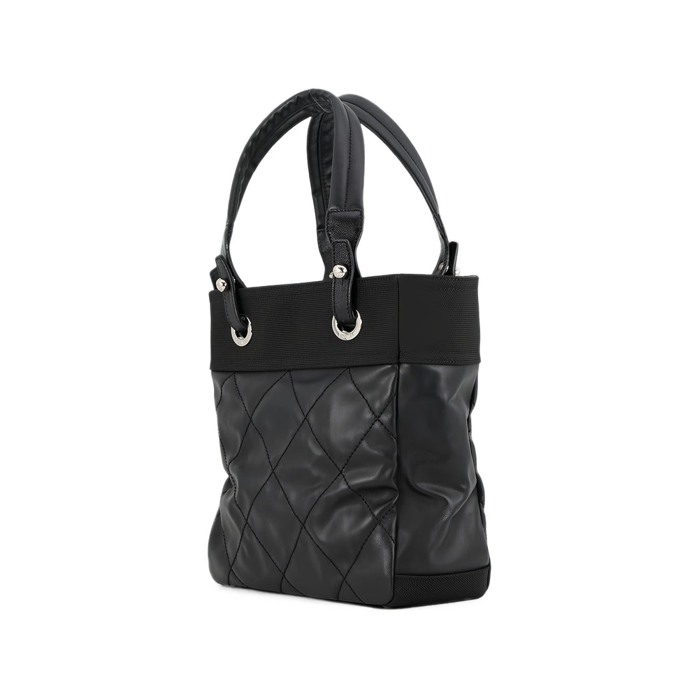 Chanel Matelassé Paris Biarritz Cabas Petit Toile enduite Noir – vue 2 – GABY PARIS
