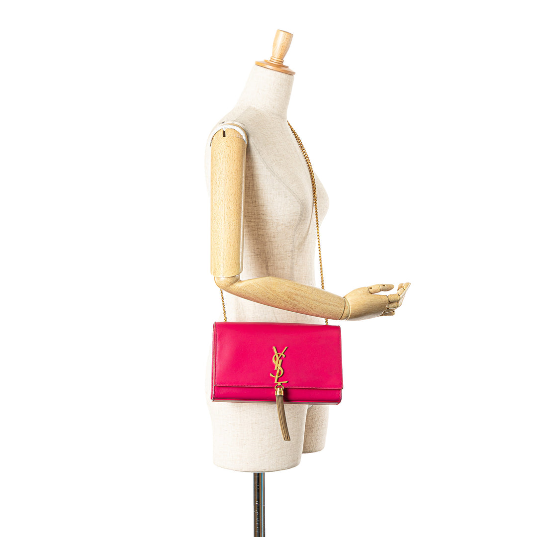 Medium Smooth Calfskin Classic Monogram Kate Tassel Crossbody Pink - Gaby Paris