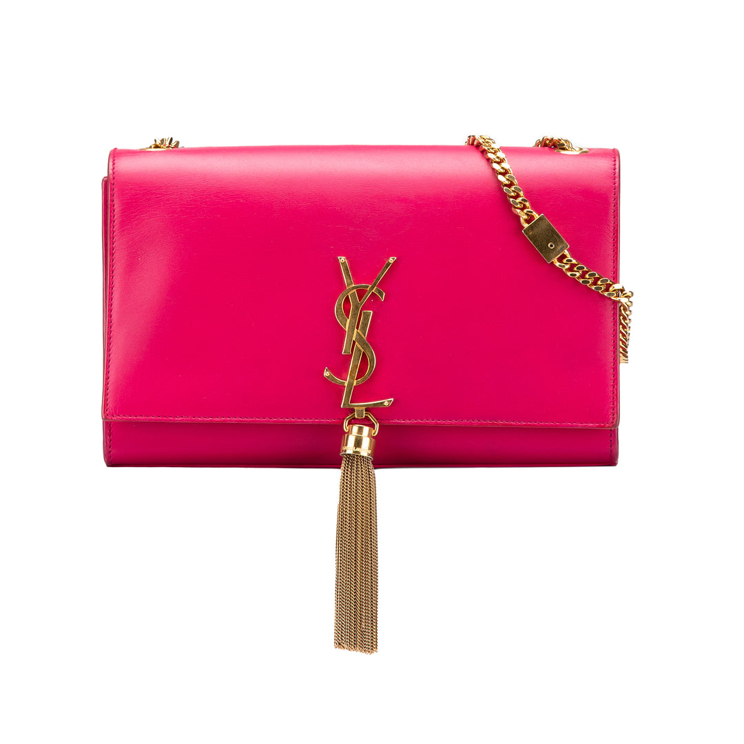 Medium Smooth Calfskin Classic Monogram Kate Tassel Crossbody Pink - Gaby Paris