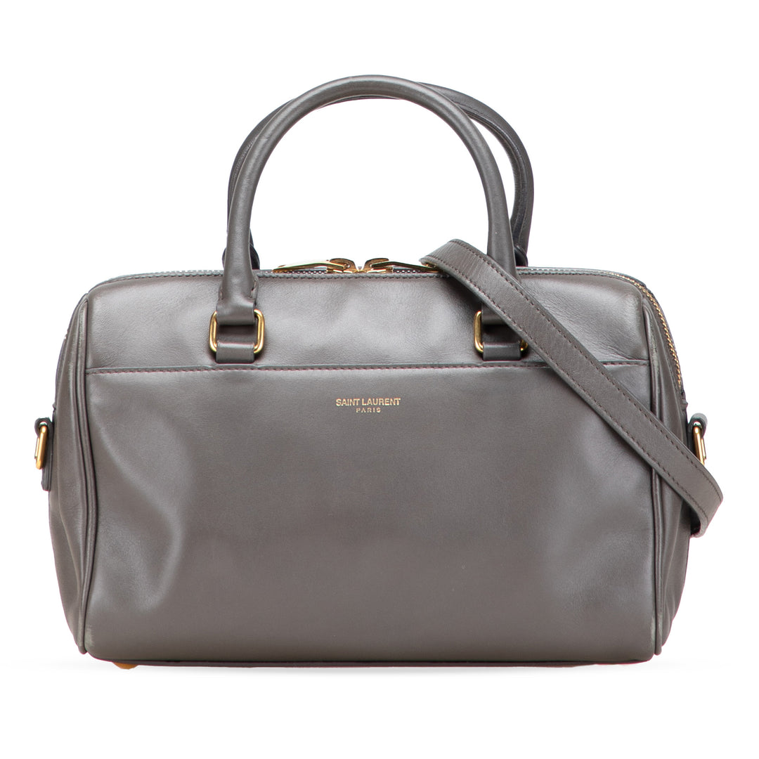 Baby Leather Classic Duffle Satchel Gray - Gaby Paris