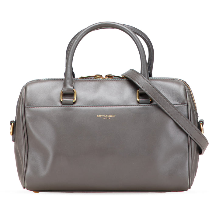 Baby Leather Classic Duffle Satchel Gray - Gaby Paris