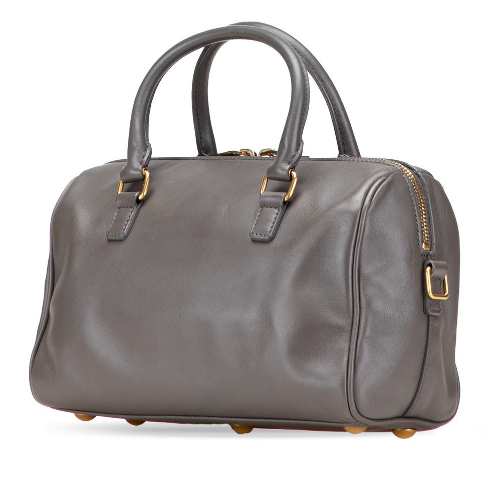 Baby Leather Classic Duffle Satchel Gray - Gaby Paris