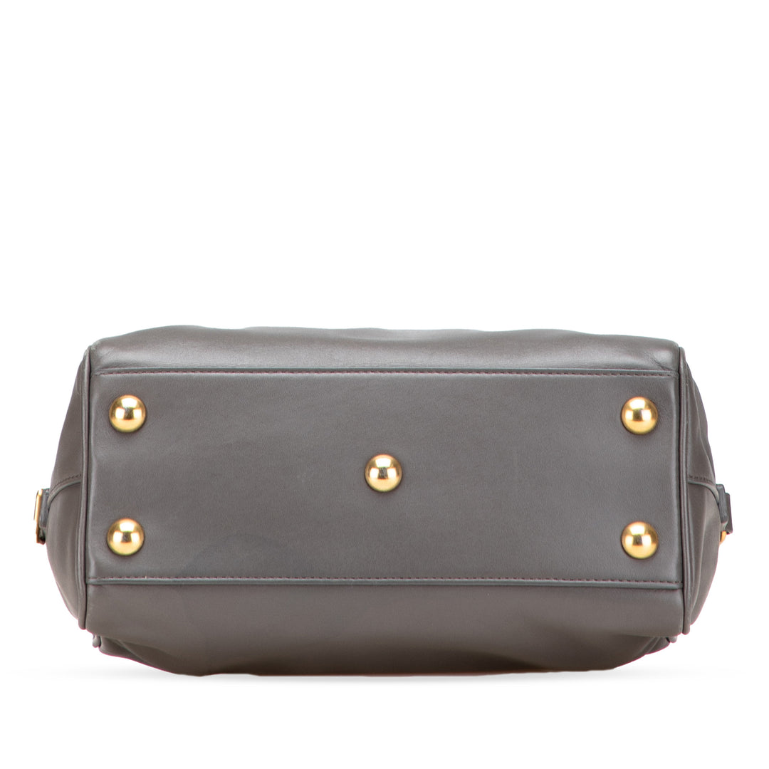 Baby Leather Classic Duffle Satchel Gray - Gaby Paris
