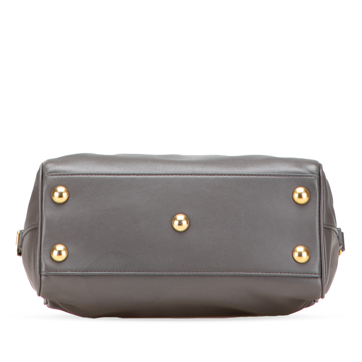 Baby Leather Classic Duffle Satchel Gray - Gaby Paris