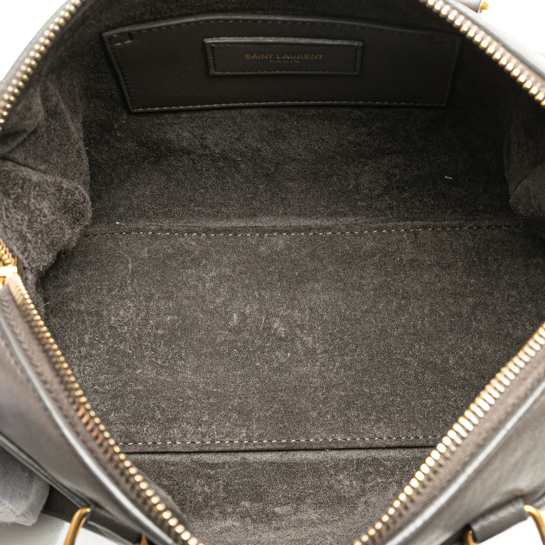 Baby Leather Classic Duffle Satchel Gray - Gaby Paris