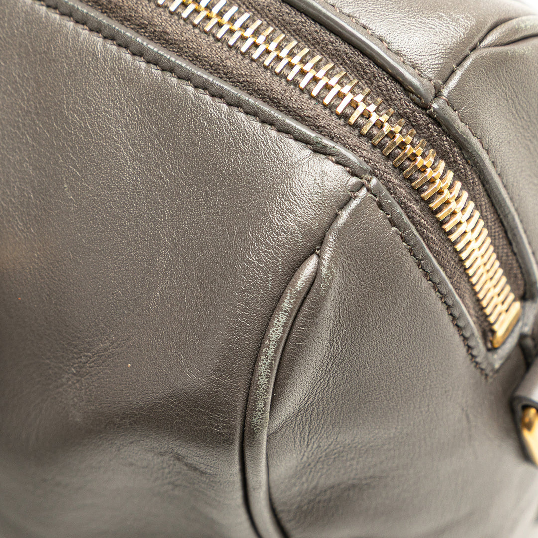 Baby Leather Classic Duffle Satchel Gray - Gaby Paris
