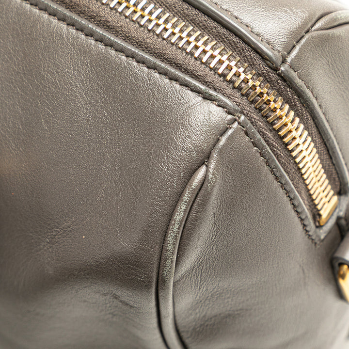 Baby Leather Classic Duffle Satchel Gray - Gaby Paris