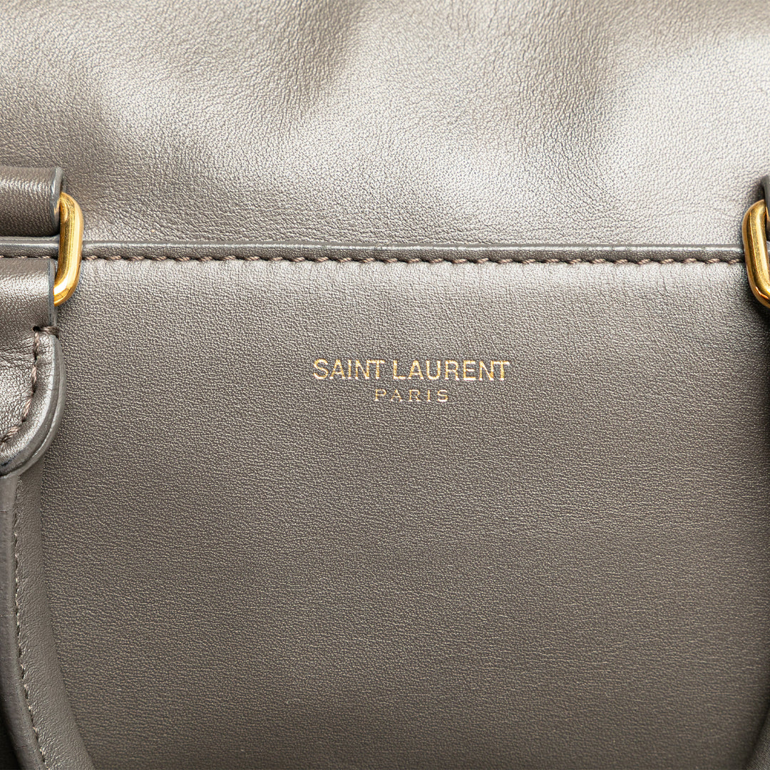 Baby Leather Classic Duffle Satchel Gray - Gaby Paris