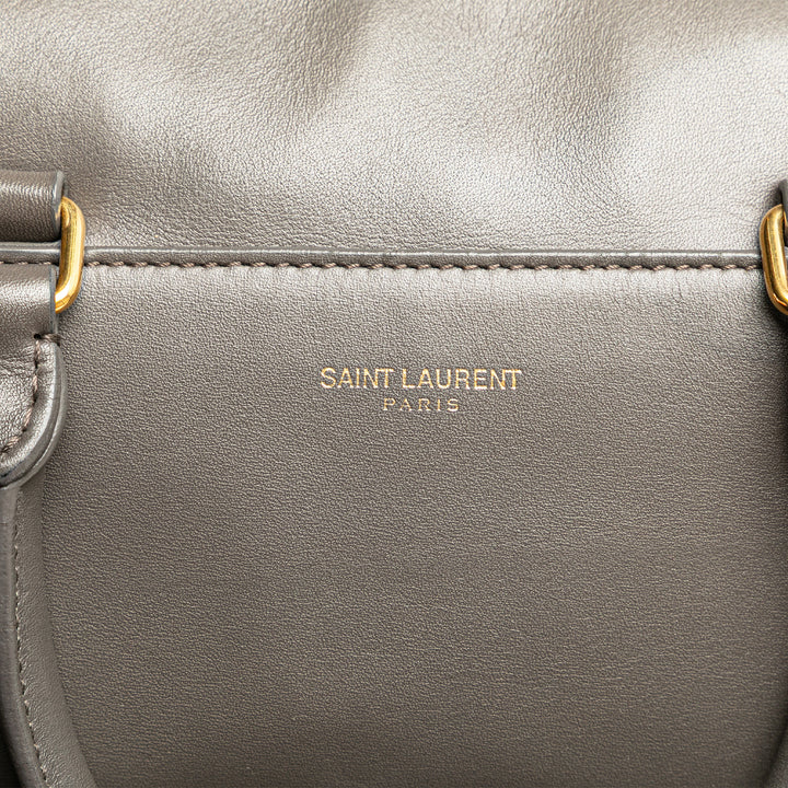 Baby Leather Classic Duffle Satchel Gray - Gaby Paris