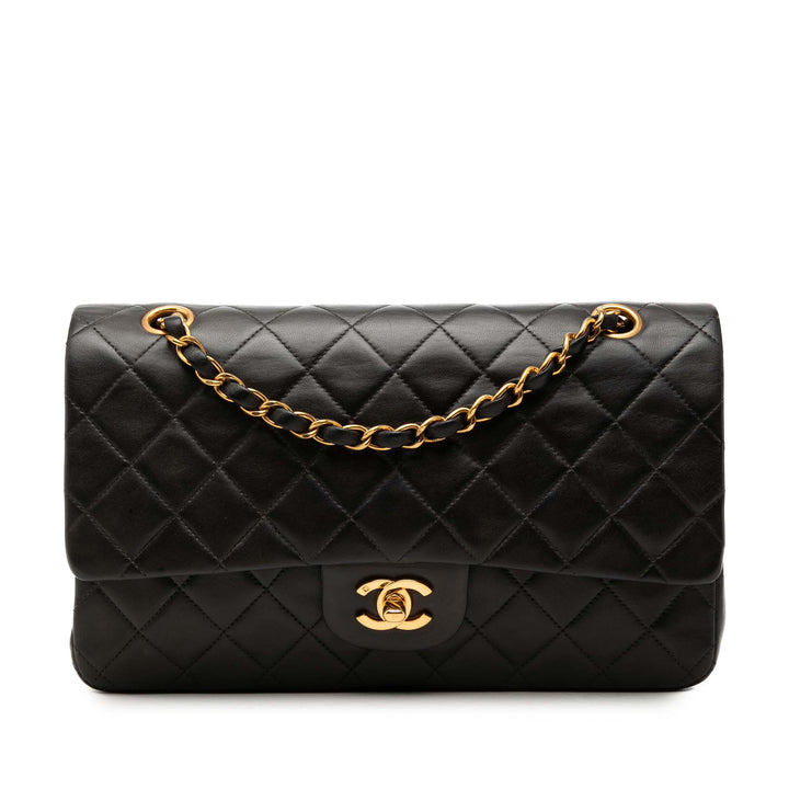 Classic Double rabat Moyen Cuir d'agneau Noir