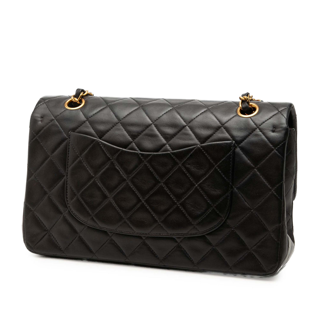 Classic Double rabat Moyen Cuir d'agneau Noir