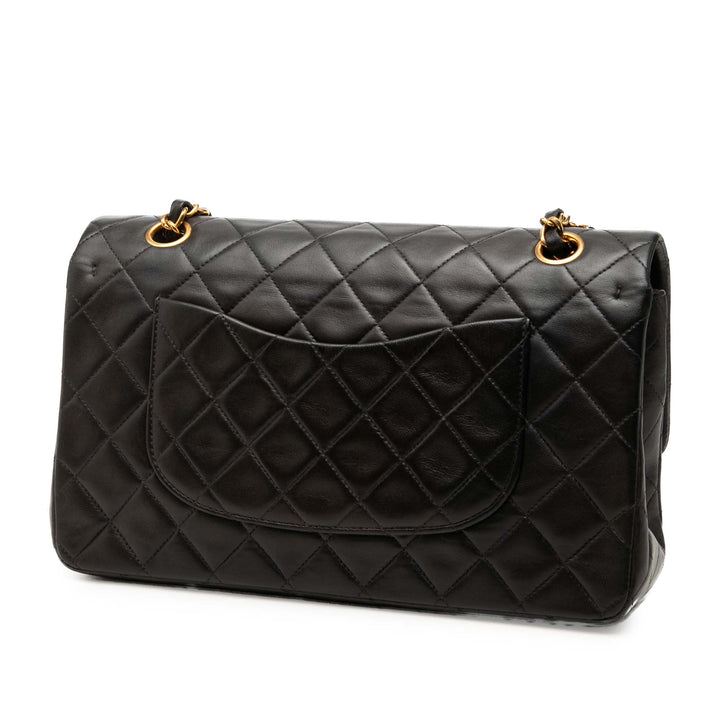 Classic Double rabat Moyen Cuir d'agneau Noir