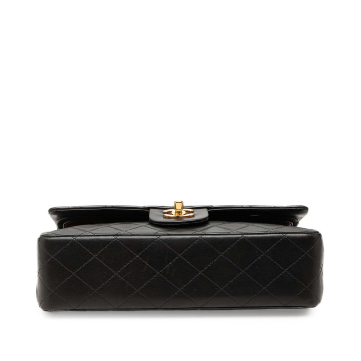 Classic Double rabat Moyen Cuir d'agneau Noir