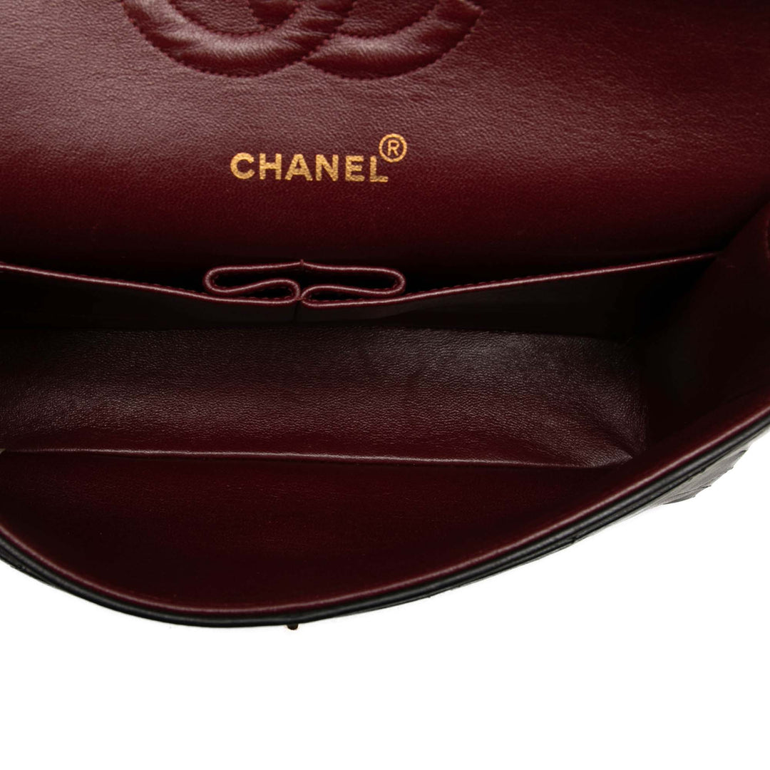 Classic Double rabat Moyen Cuir d'agneau Noir