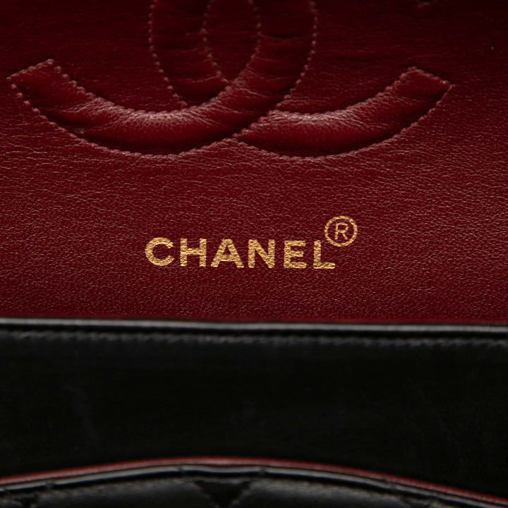 Classic Double rabat Moyen Cuir d'agneau Noir