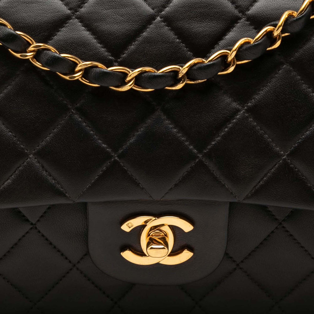 Classic Double rabat Moyen Cuir d'agneau Noir