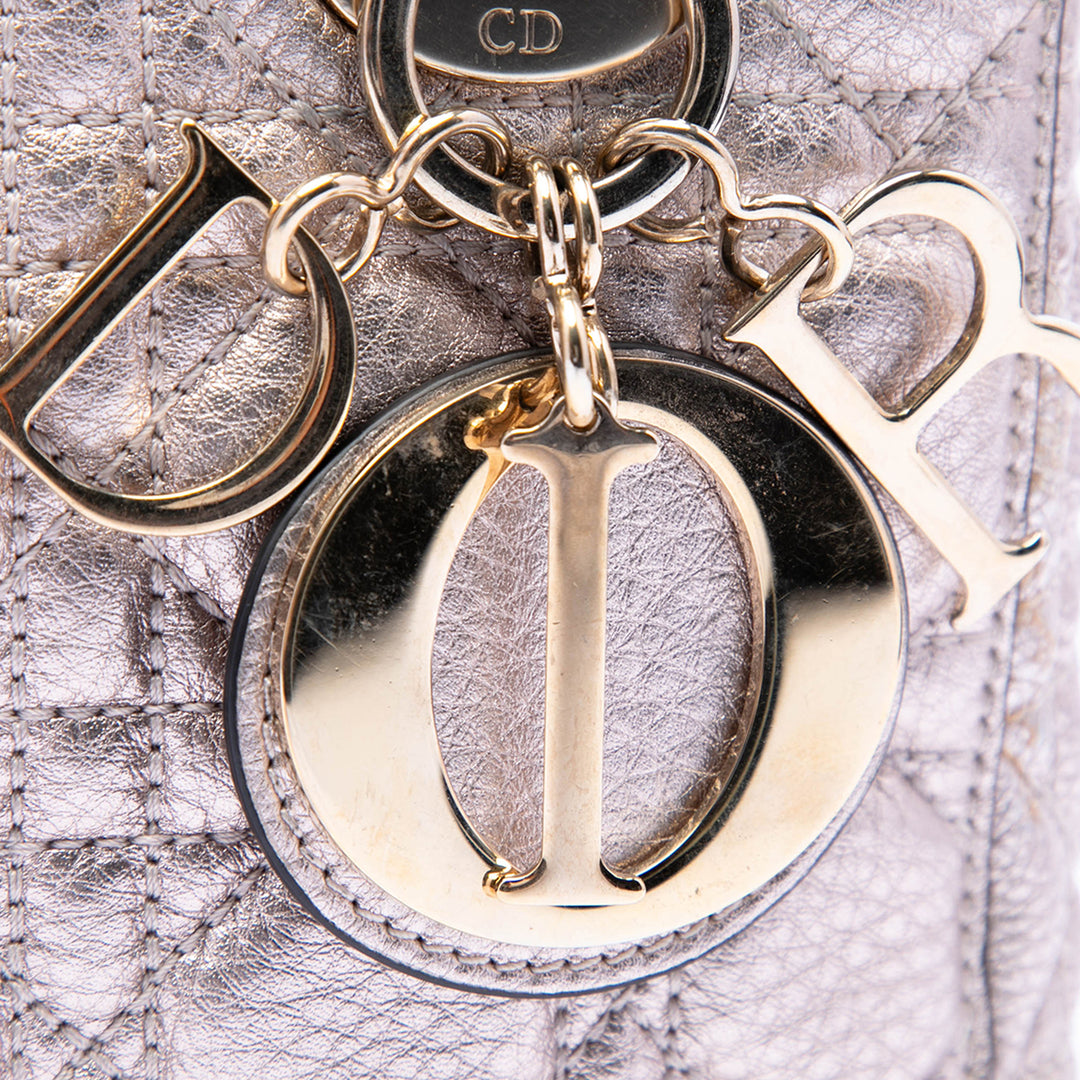 Dior Small Metallic Cuir de veau grainé Cannage Supple Lady Dior