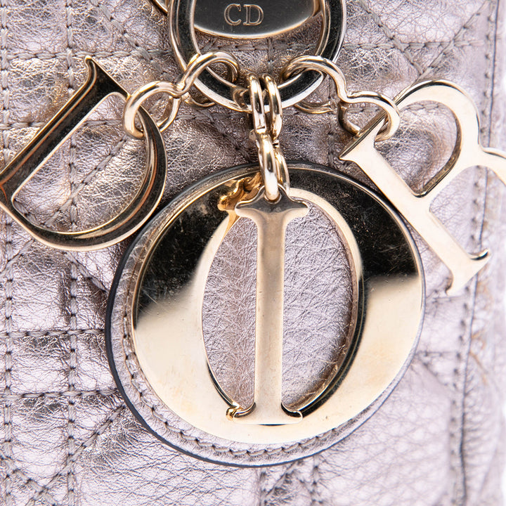 Dior Small Metallic Cuir de veau grainé Cannage Supple Lady Dior