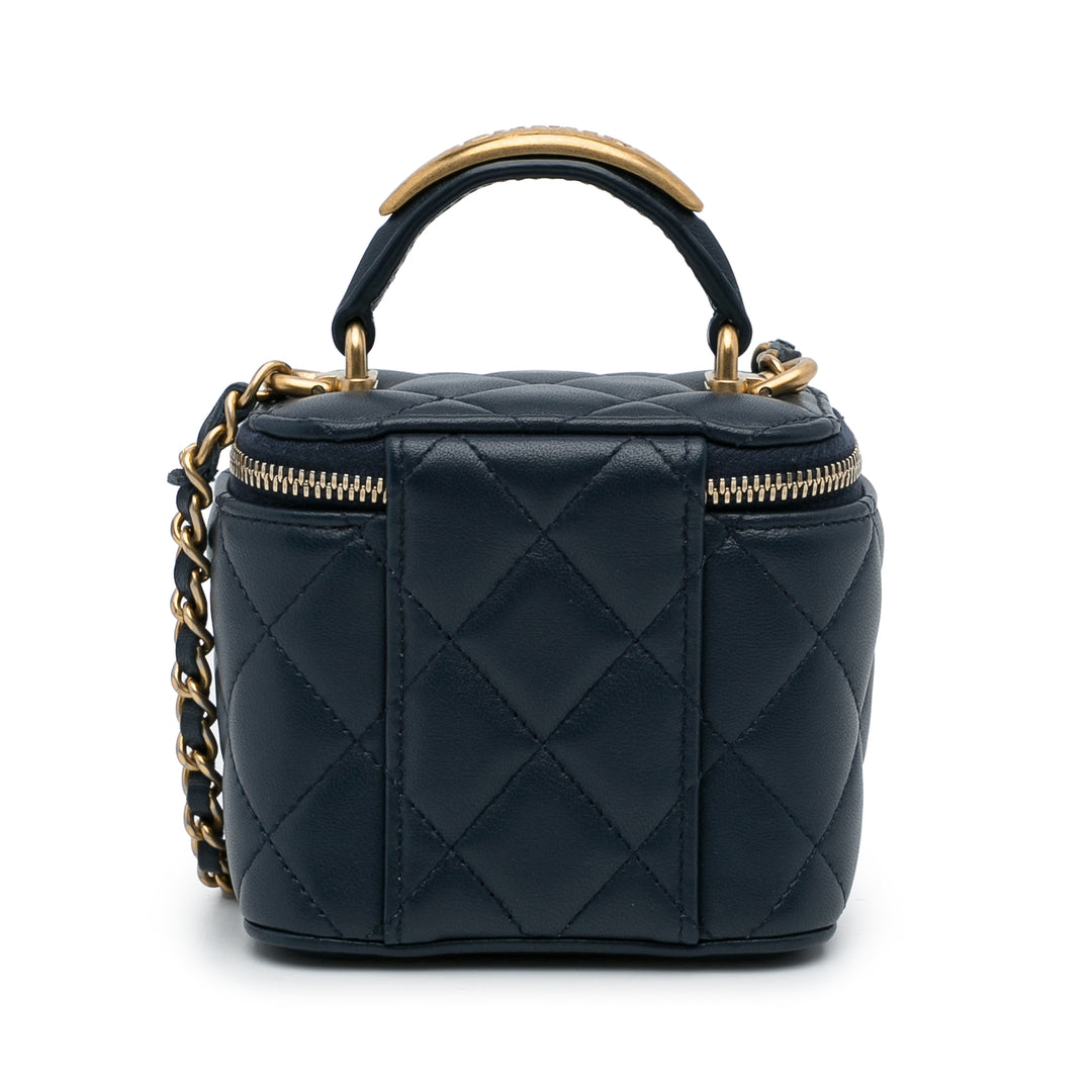 Chanel Small Cuir d’agneau Top Handle Vanity Bag Bleu