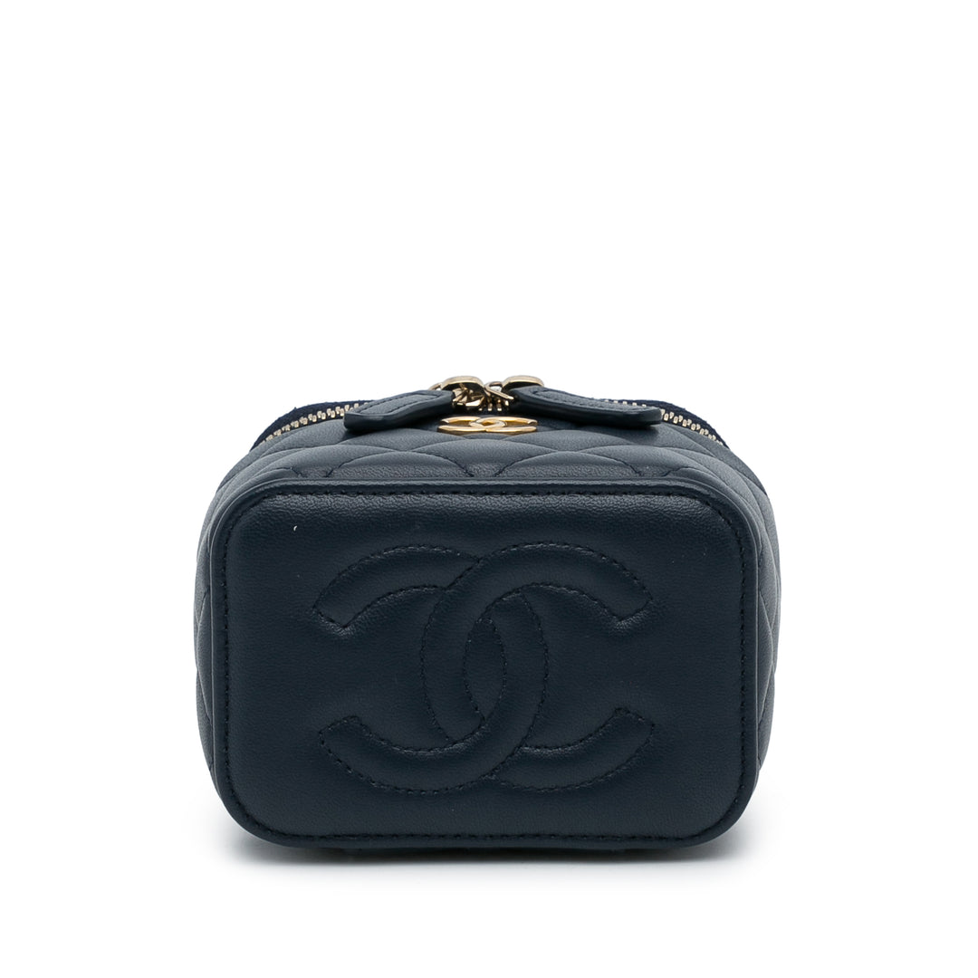 Chanel Small Cuir d’agneau Top Handle Vanity Bag Bleu