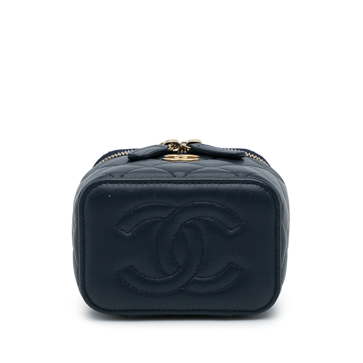 Chanel Small Cuir d’agneau Top Handle Vanity Bag Bleu