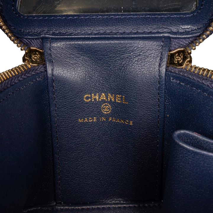 Chanel Small Cuir d’agneau Top Handle Vanity Bag Bleu