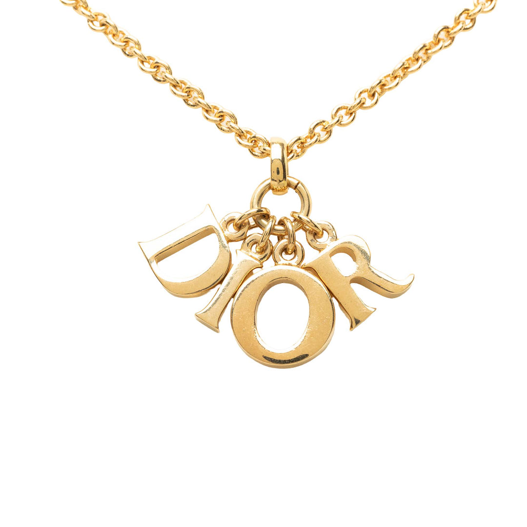 Dior Collier Logo Pendant plaqué or – vue 2 – GABY PARIS