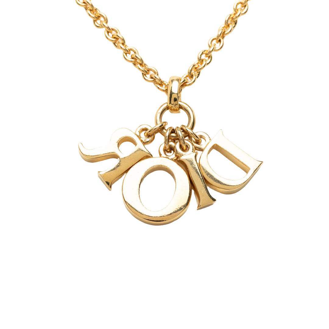 Dior Collier Logo Pendant plaqué or – vue 3 – GABY PARIS