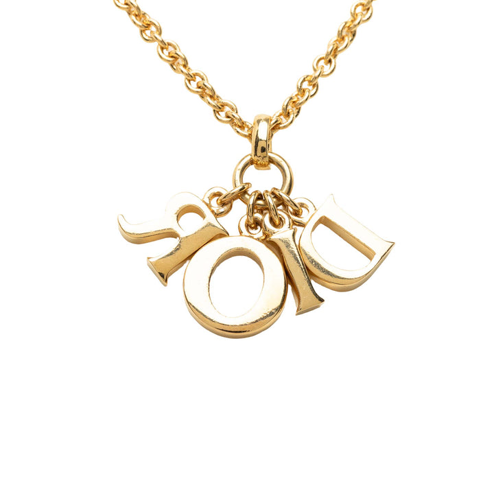 Dior Collier Logo Pendant plaqué or – vue 3 – GABY PARIS