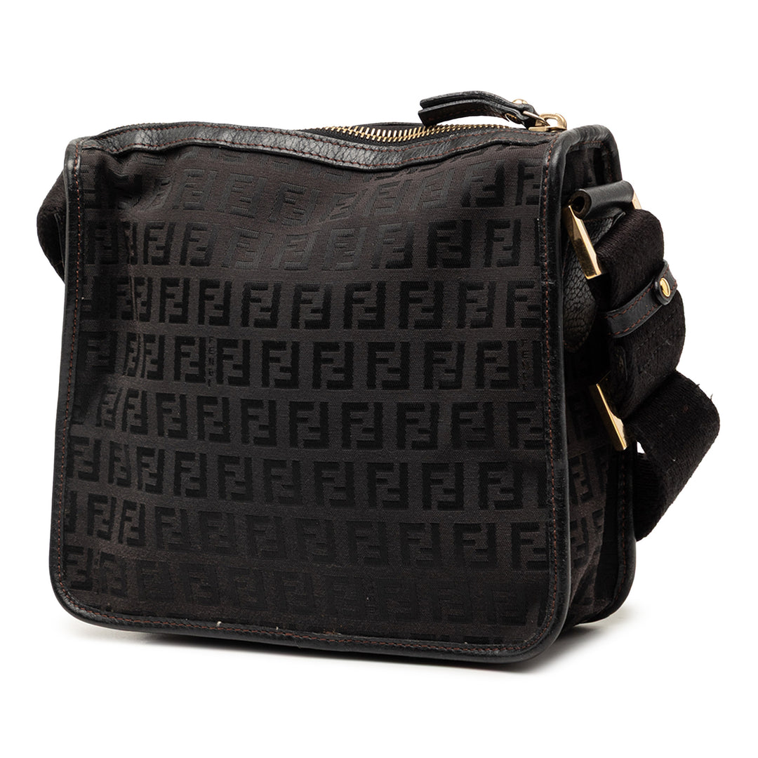 Fendi Small Zucchino Toile F Charm Sac porté croisé