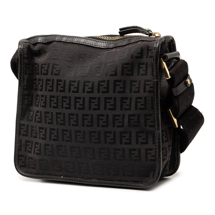 Fendi Small Zucchino Toile F Charm Sac porté croisé