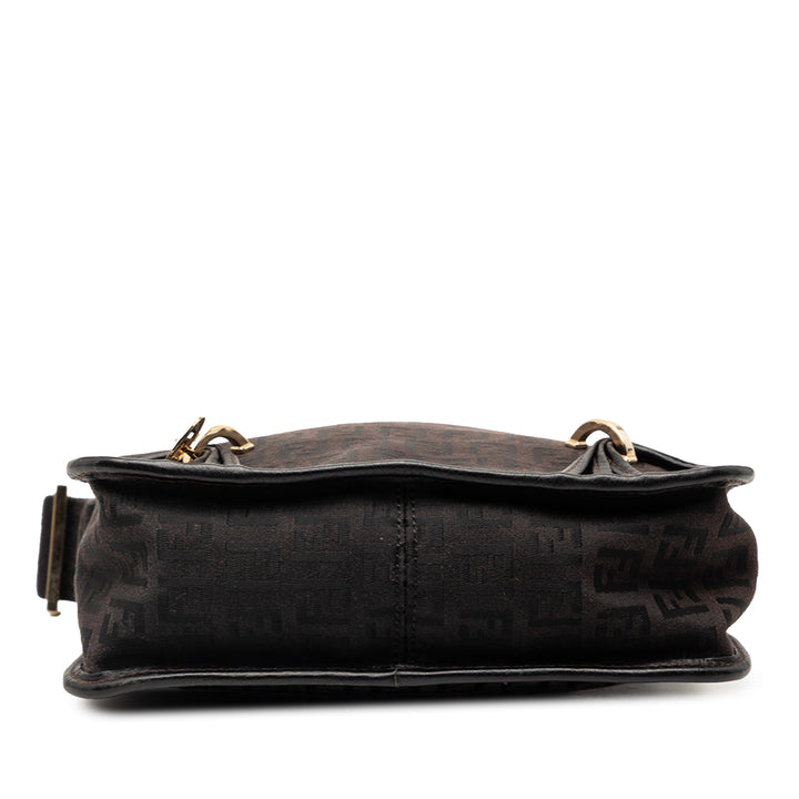 Fendi Small Zucchino Toile F Charm Sac porté croisé