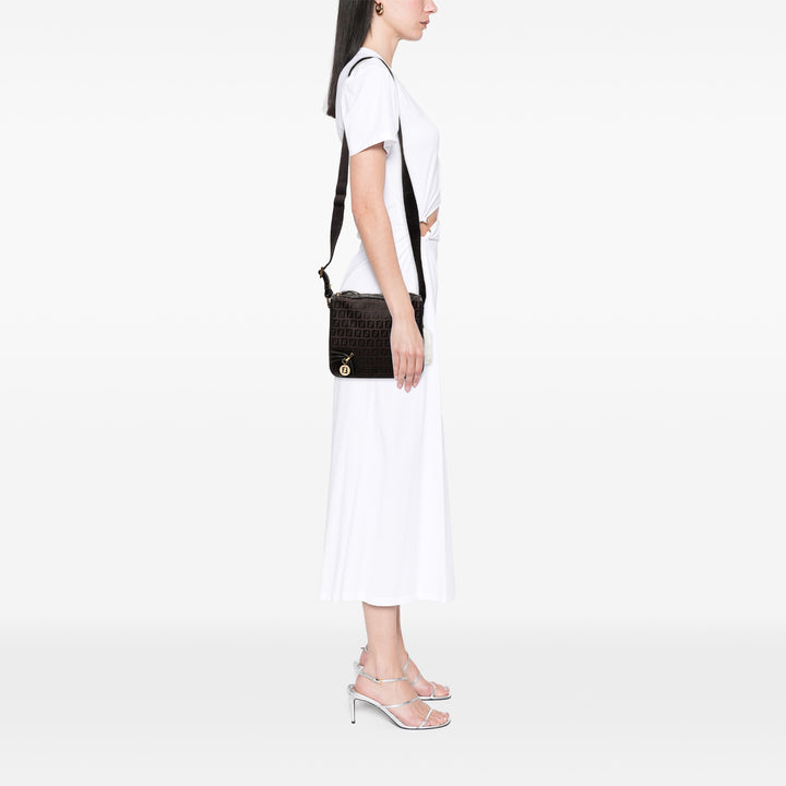 Fendi Small Zucchino Toile F Charm Sac porté croisé