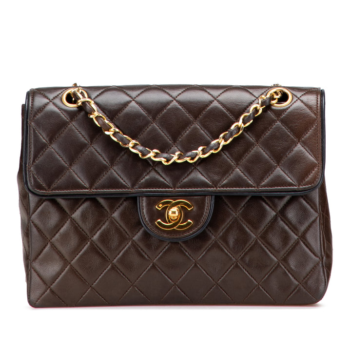CC Quilted Lambskin Single Flap Brown - Gaby Paris